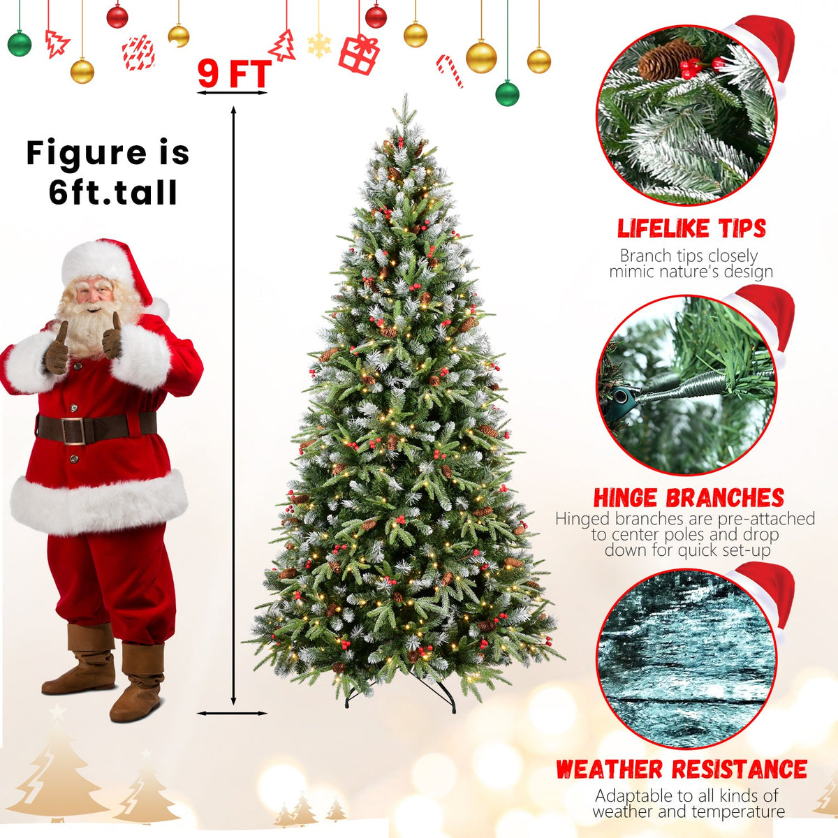 PE/PVC Tree Red Fruit & Pine Cone - Sonkuki