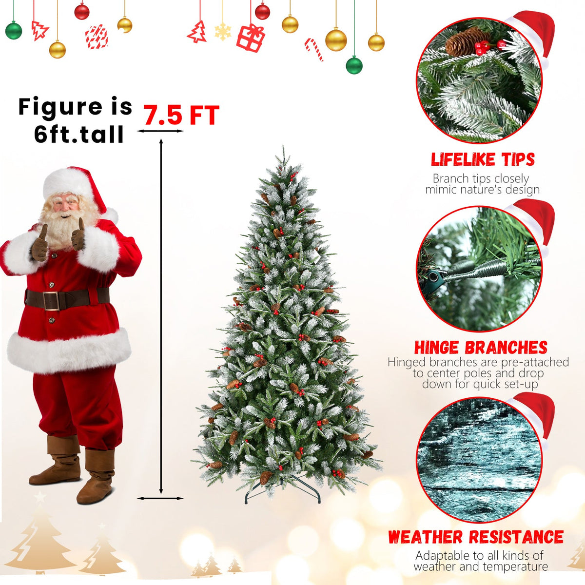 PE/PVC Tree Red Fruit & Pine Cone - Sonkuki