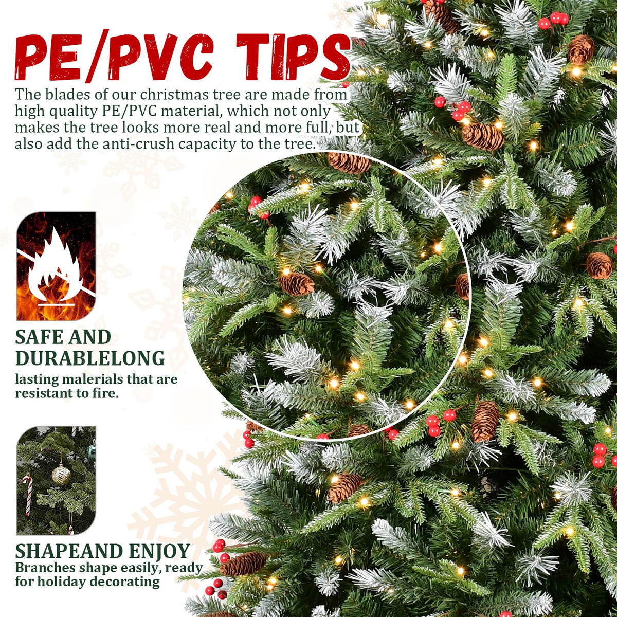 PE/PVC Tree Red Fruit & Pine Cone - Sonkuki