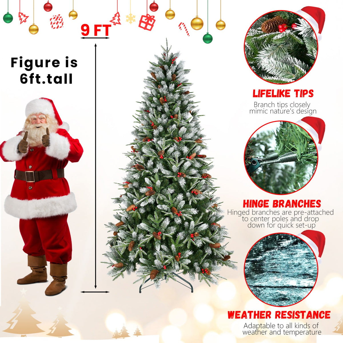 PE/PVC Tree Red Fruit & Pine Cone - Sonkuki