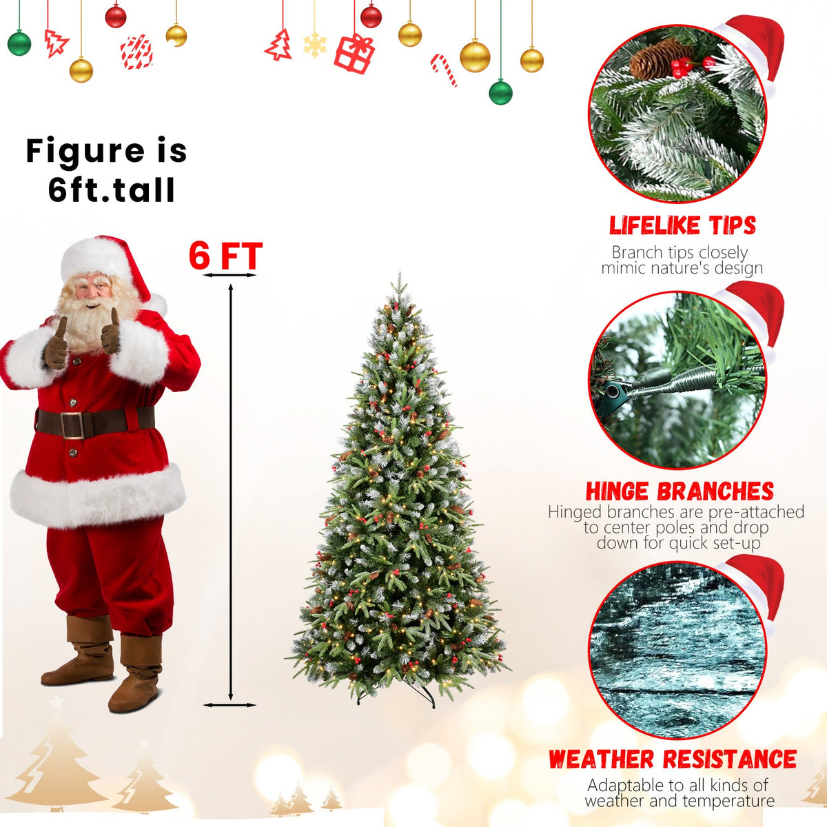PE/PVC Tree Red Fruit & Pine Cone - Sonkuki