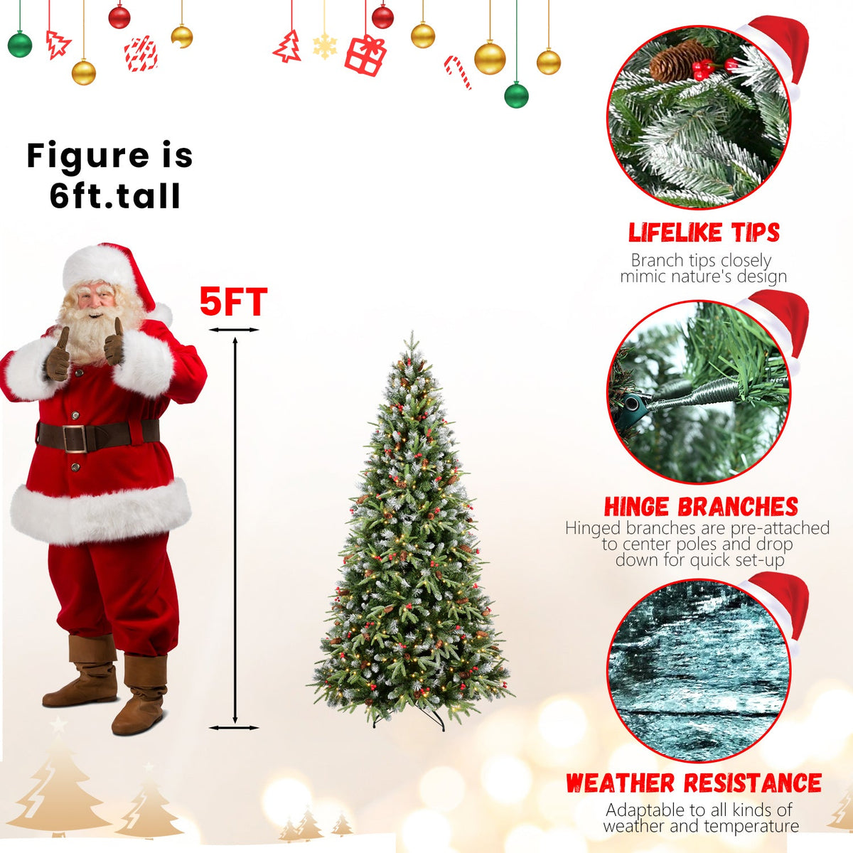 PE/PVC Tree Red Fruit & Pine Cone - Sonkuki