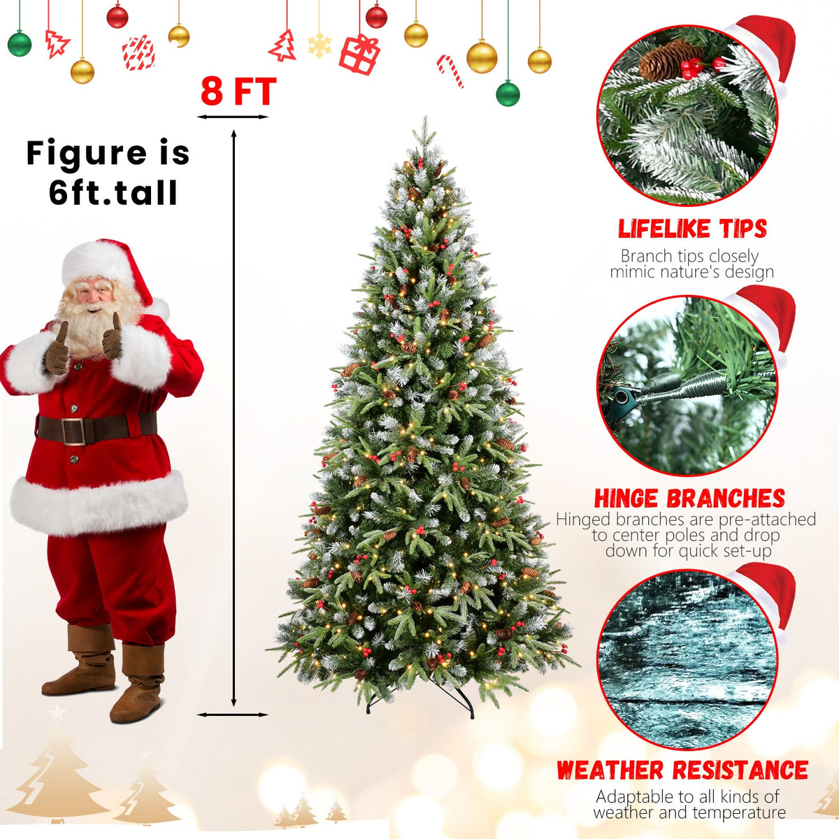 PE/PVC Tree Red Fruit & Pine Cone - Sonkuki