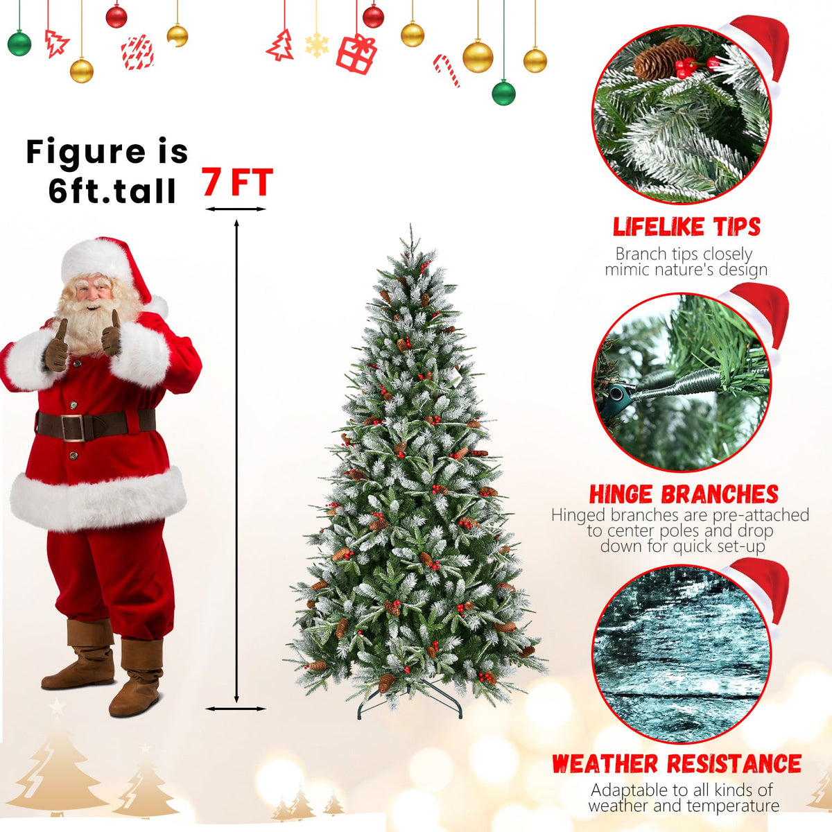 PE/PVC Tree Red Fruit & Pine Cone - Sonkuki