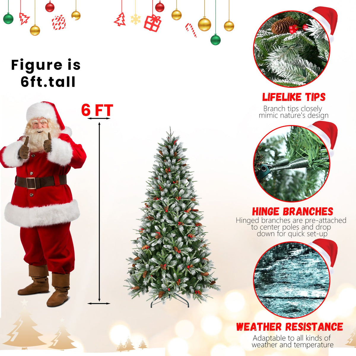 PE/PVC Tree Red Fruit & Pine Cone - Sonkuki