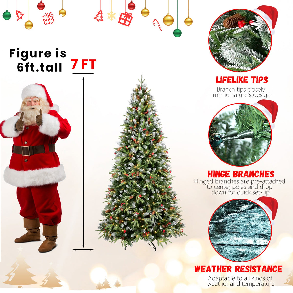 PE/PVC Tree Red Fruit & Pine Cone - Sonkuki