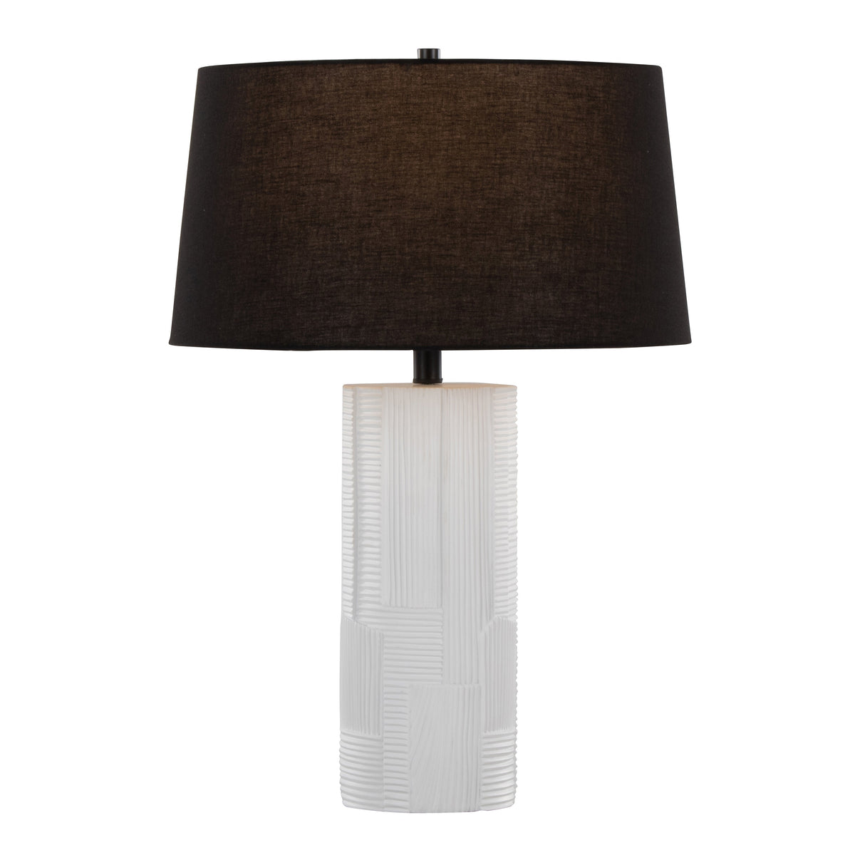 Petra 26" Contemporary Polyresin Table Lamp in Cream Polyresin and Black Metal with Black Linen Shade by LumiSource - Set of 2 - Sonkuki