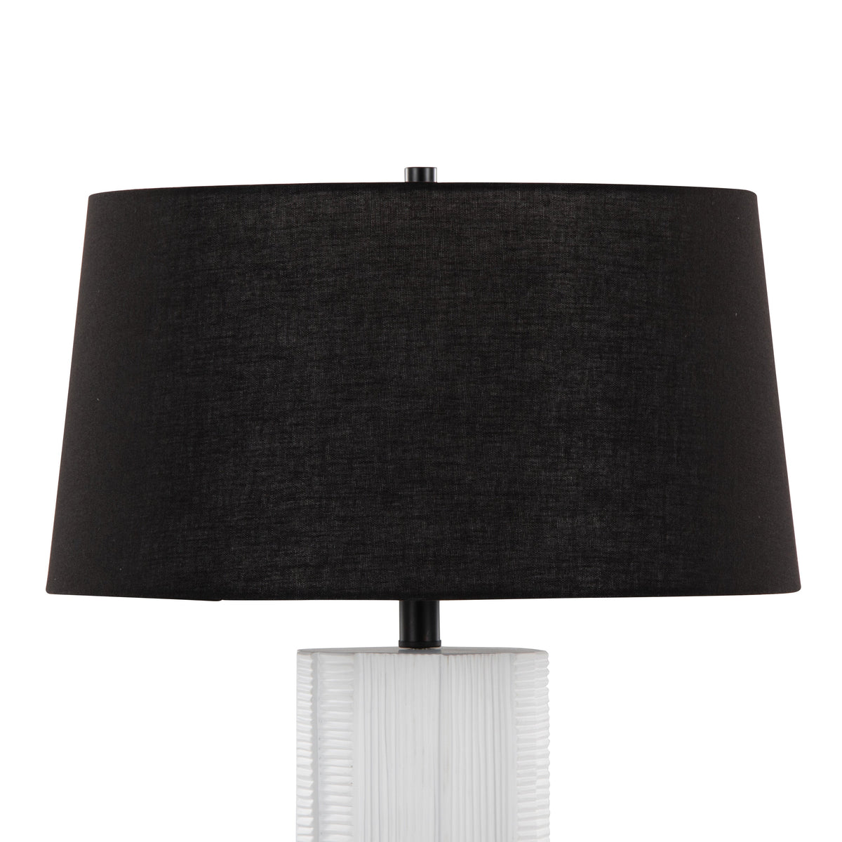 Petra 26" Contemporary Polyresin Table Lamp in Cream Polyresin and Black Metal with Black Linen Shade by LumiSource - Set of 2 - Sonkuki