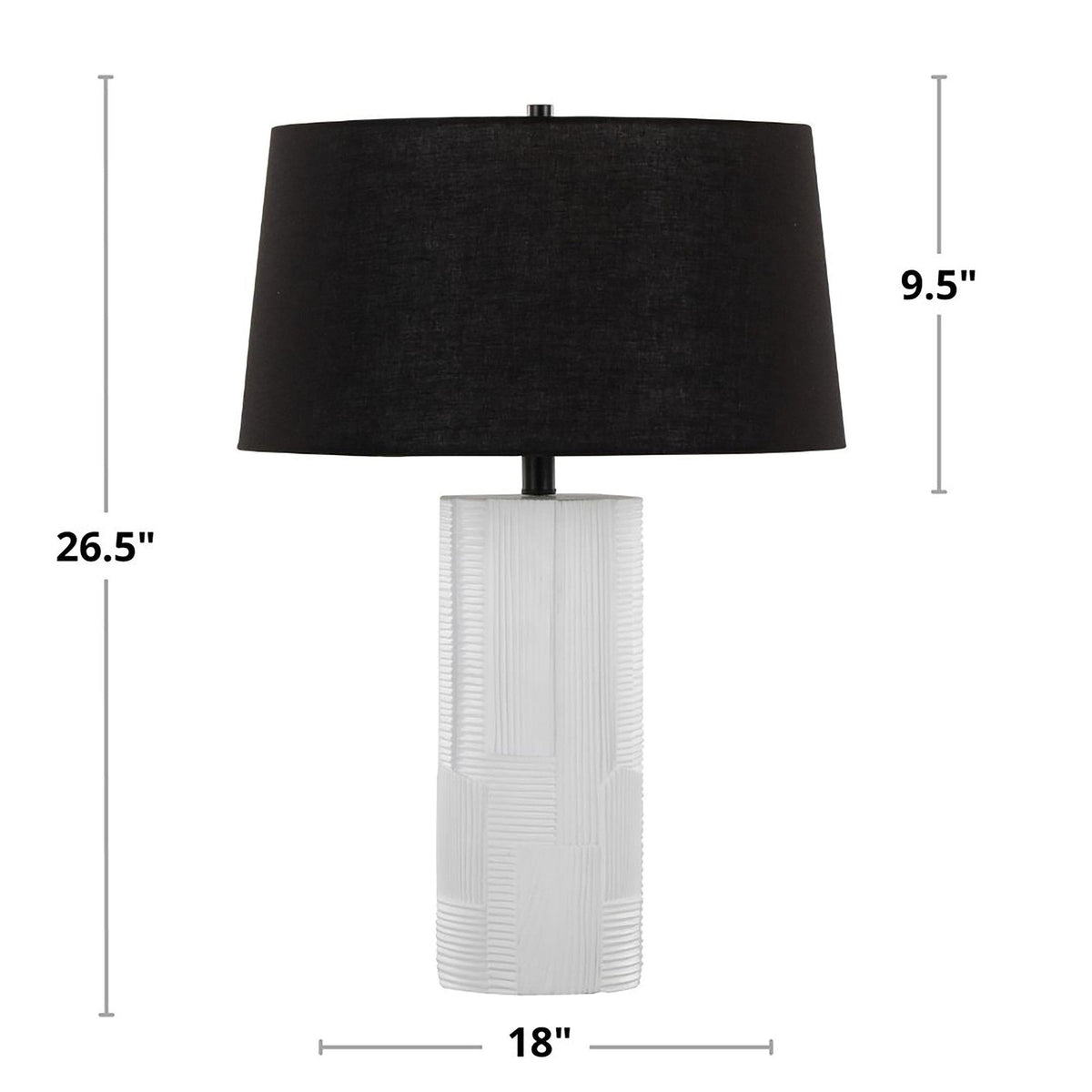 Petra 26" Contemporary Polyresin Table Lamp in Cream Polyresin and Black Metal with Black Linen Shade by LumiSource - Set of 2 - Sonkuki