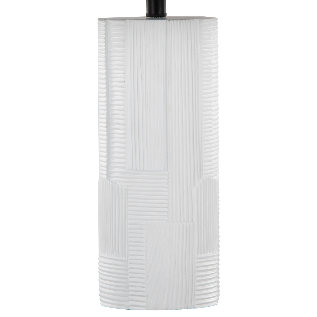 Petra 26" Contemporary Polyresin Table Lamp in Cream Polyresin and Black Metal with Black Linen Shade by LumiSource - Set of 2 - Sonkuki