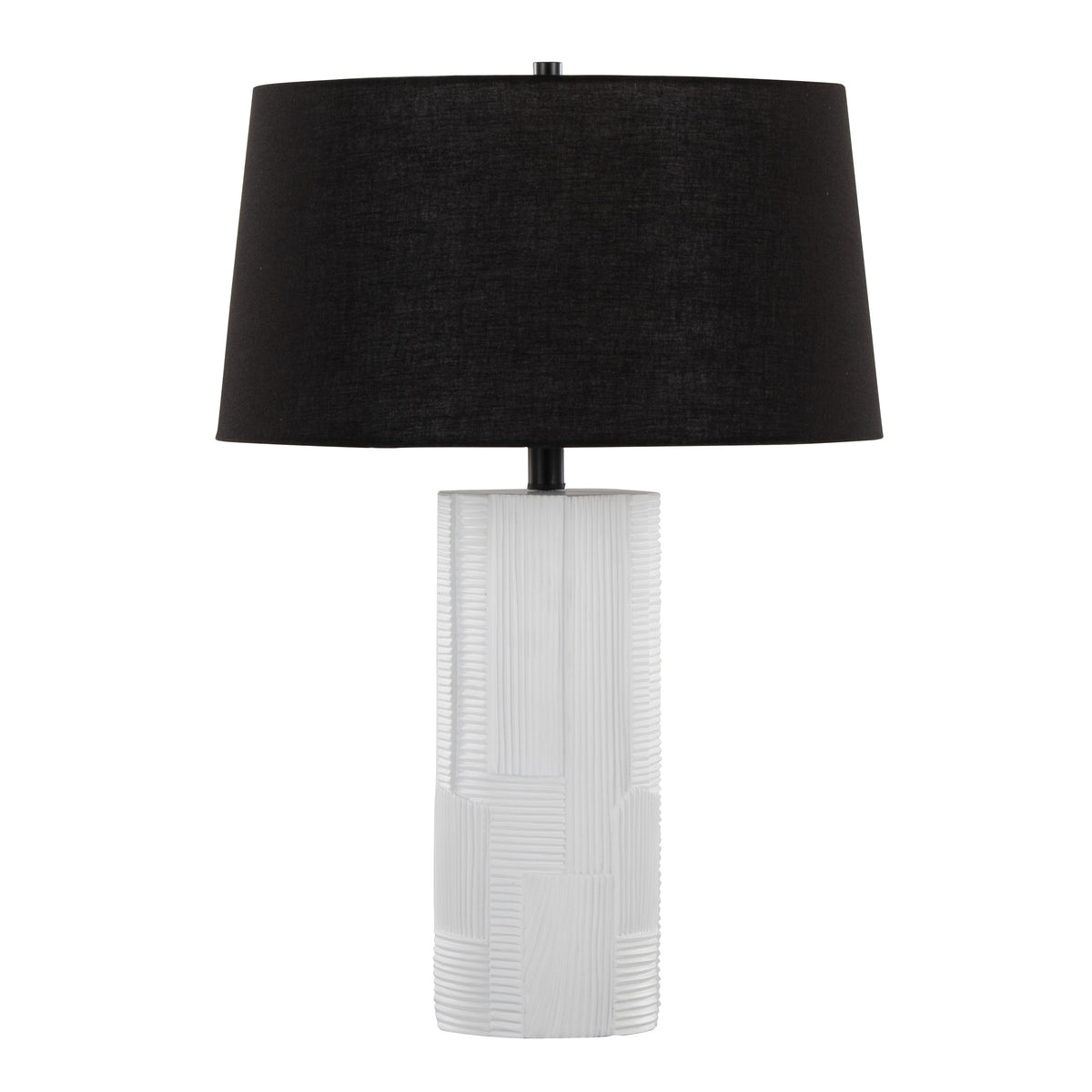 Petra 26" Contemporary Polyresin Table Lamp in Cream Polyresin and Black Metal with Black Linen Shade by LumiSource - Set of 2 - Sonkuki