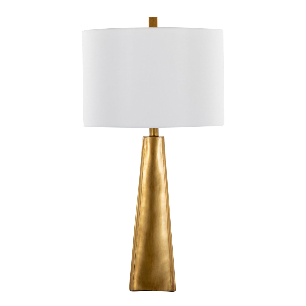 Pompeii 29" Contemporary Polyresin Table Lamp in Gold Polyresin and White Linen by LumiSource - Sonkuki
