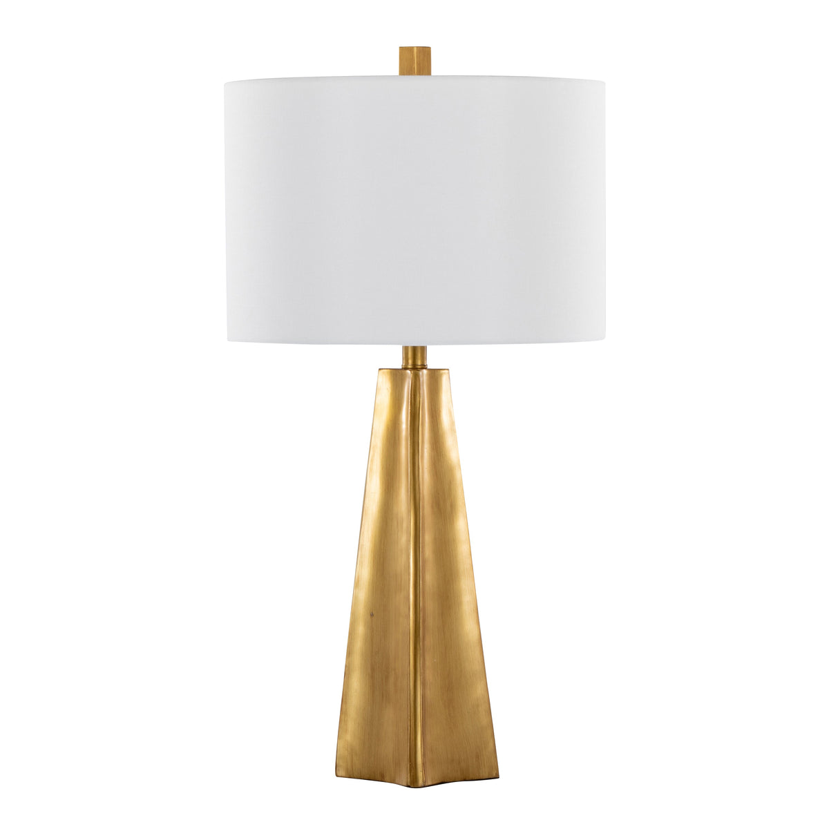 Pompeii 29" Contemporary Polyresin Table Lamp in Gold Polyresin and White Linen by LumiSource - Sonkuki
