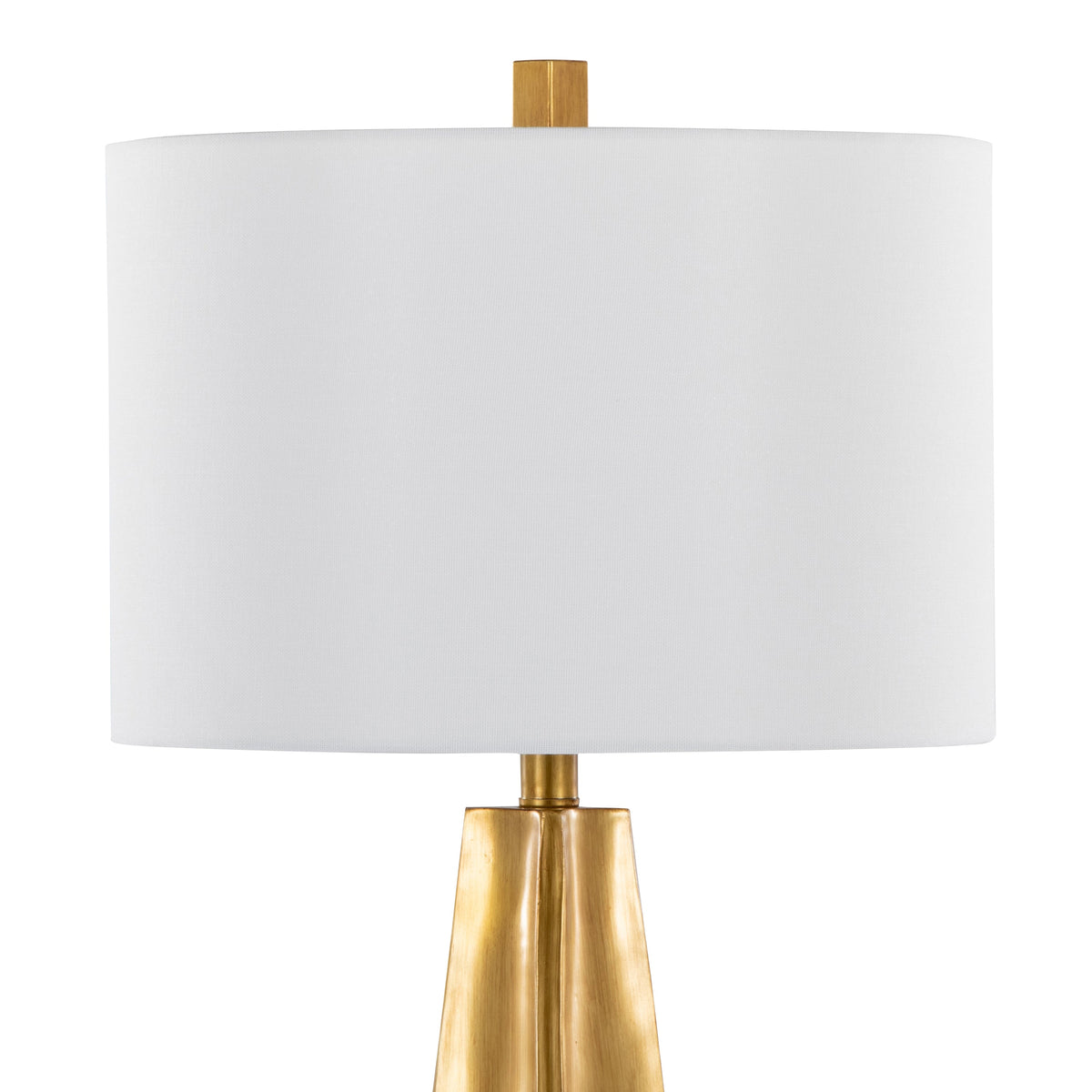 Pompeii 29" Contemporary Polyresin Table Lamp in Gold Polyresin and White Linen by LumiSource - Sonkuki