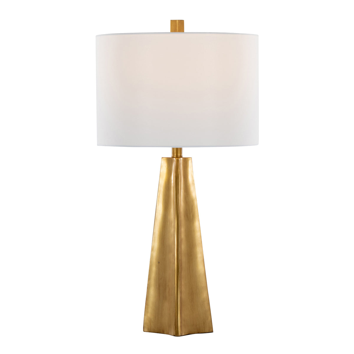 Pompeii 29" Contemporary Polyresin Table Lamp in Gold Polyresin and White Linen by LumiSource - Sonkuki