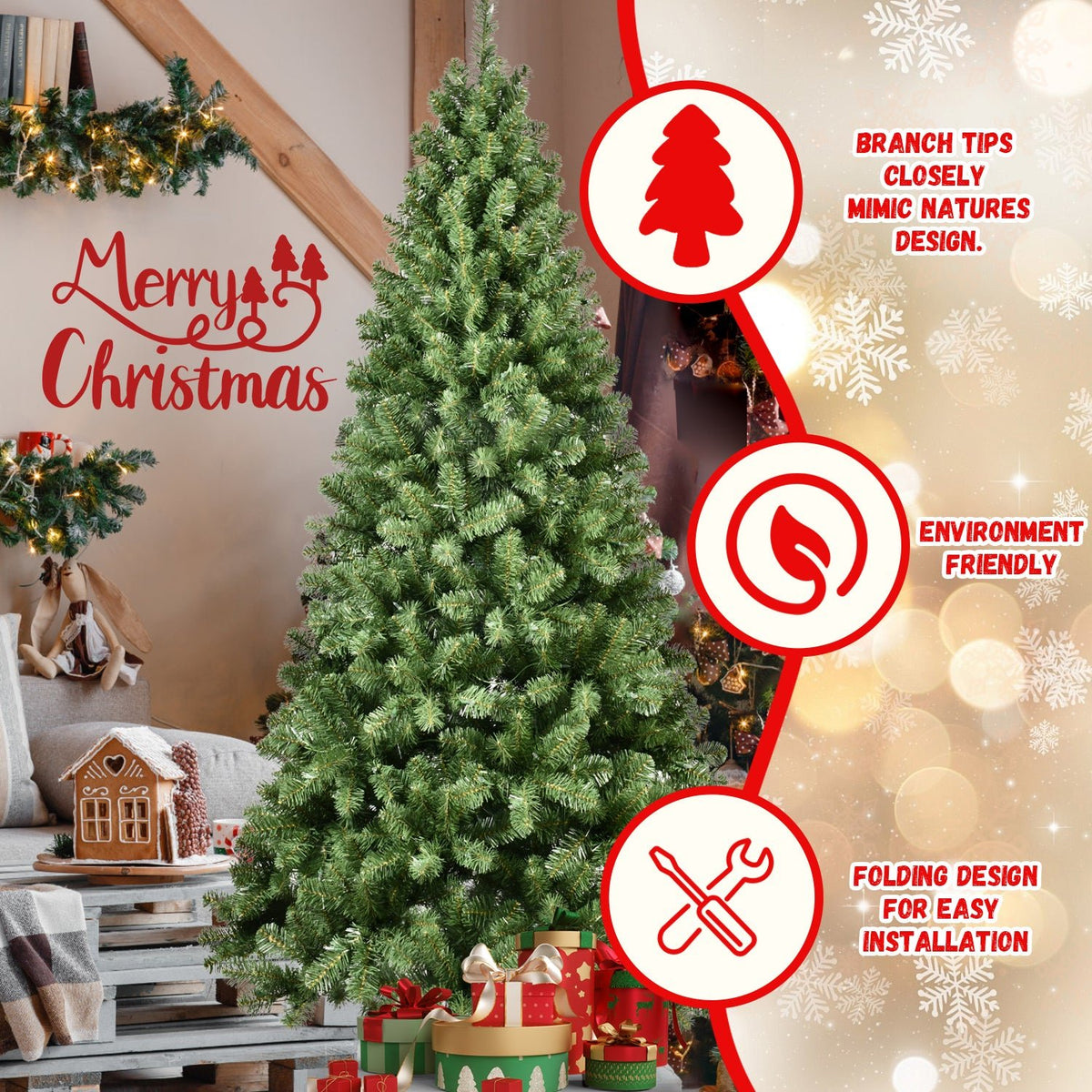 Pre-Lit PVC Christmas Tree - Sonkuki
