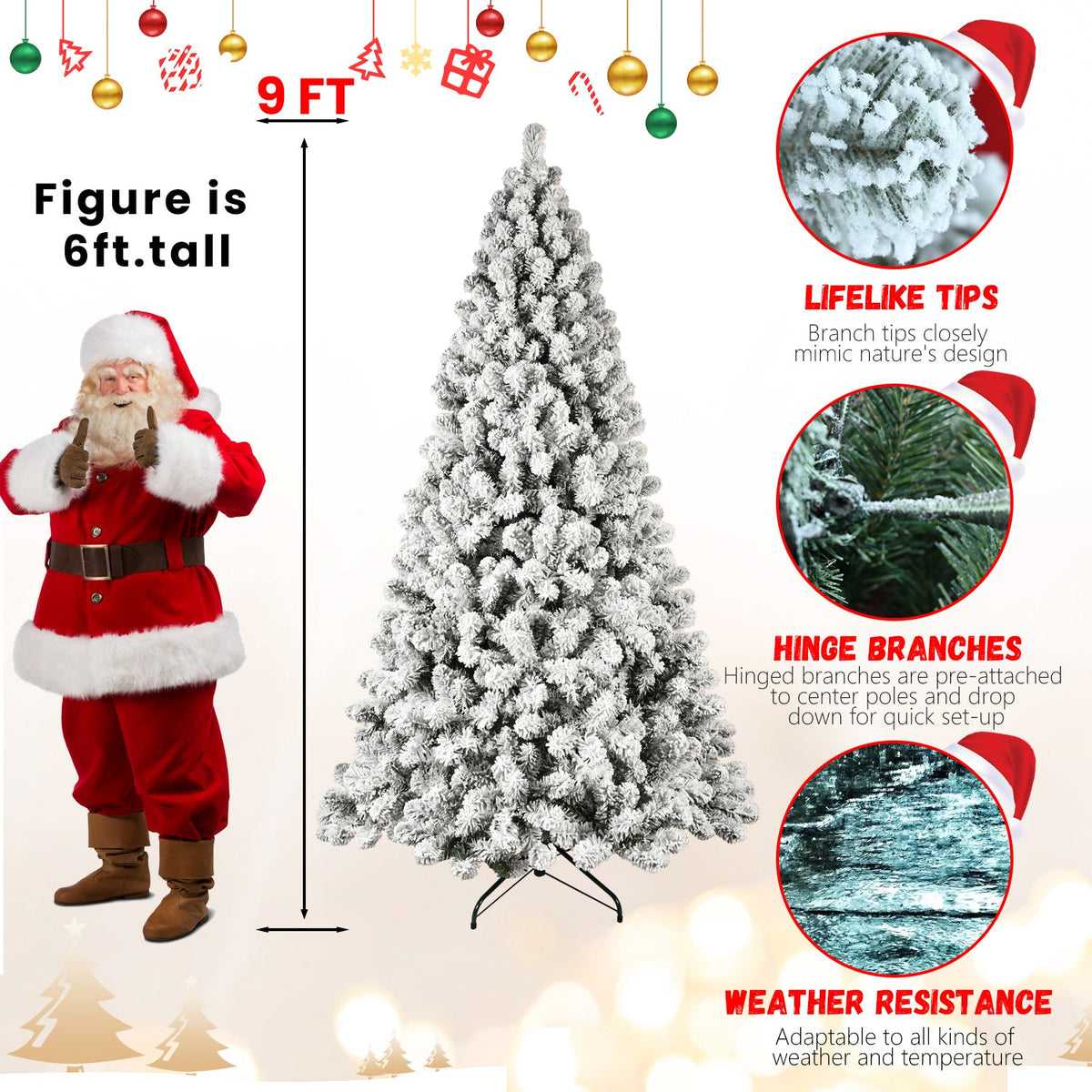 Pre-Lit PVC Flocked Christmas Tree - Sonkuki