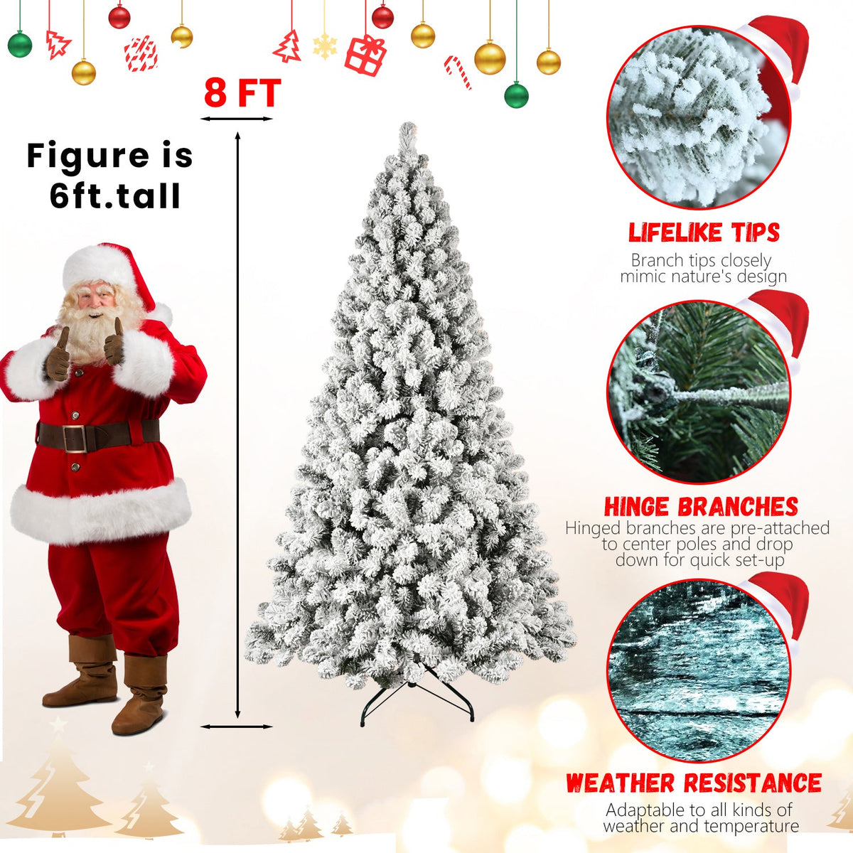 Pre-Lit PVC Flocked Christmas Tree - Sonkuki
