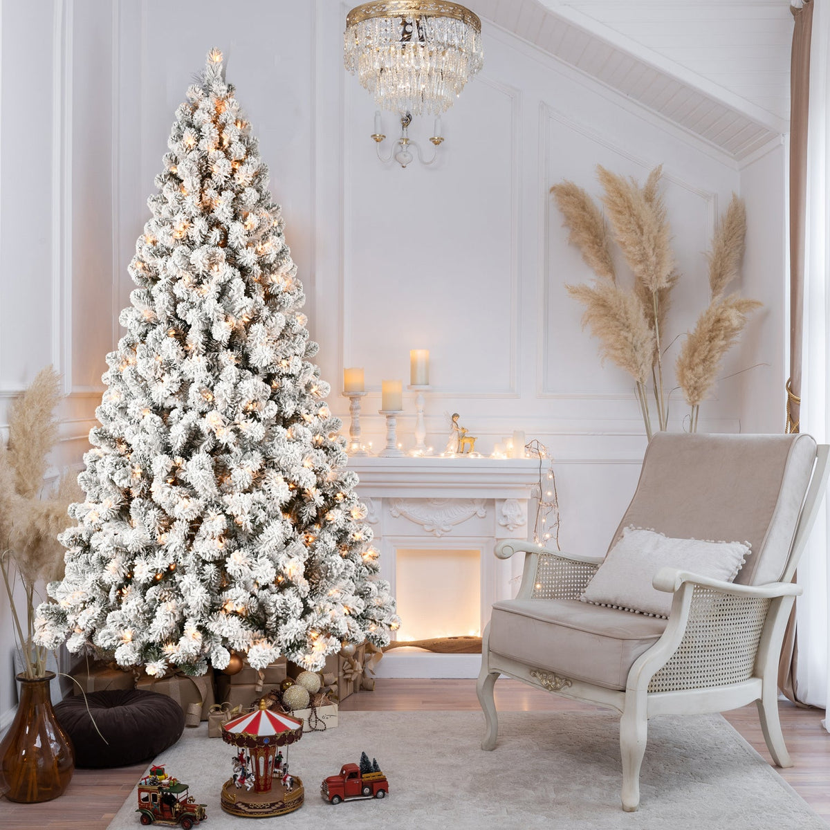 Pre-Lit PVC Flocked Christmas Tree - Sonkuki