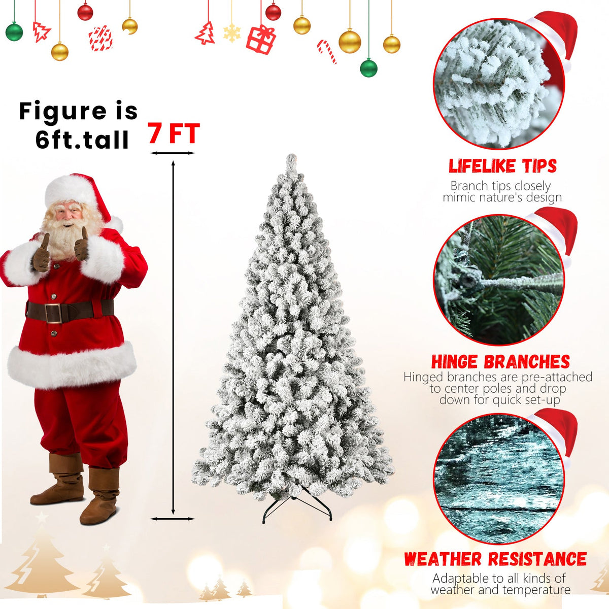 Pre-Lit PVC Flocked Christmas Tree - Sonkuki