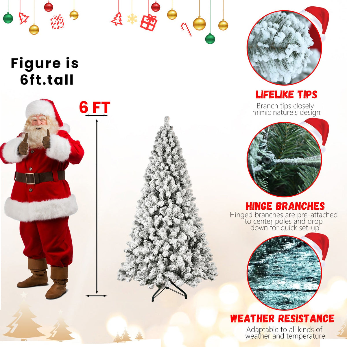 Pre-Lit PVC Flocked Christmas Tree - Sonkuki