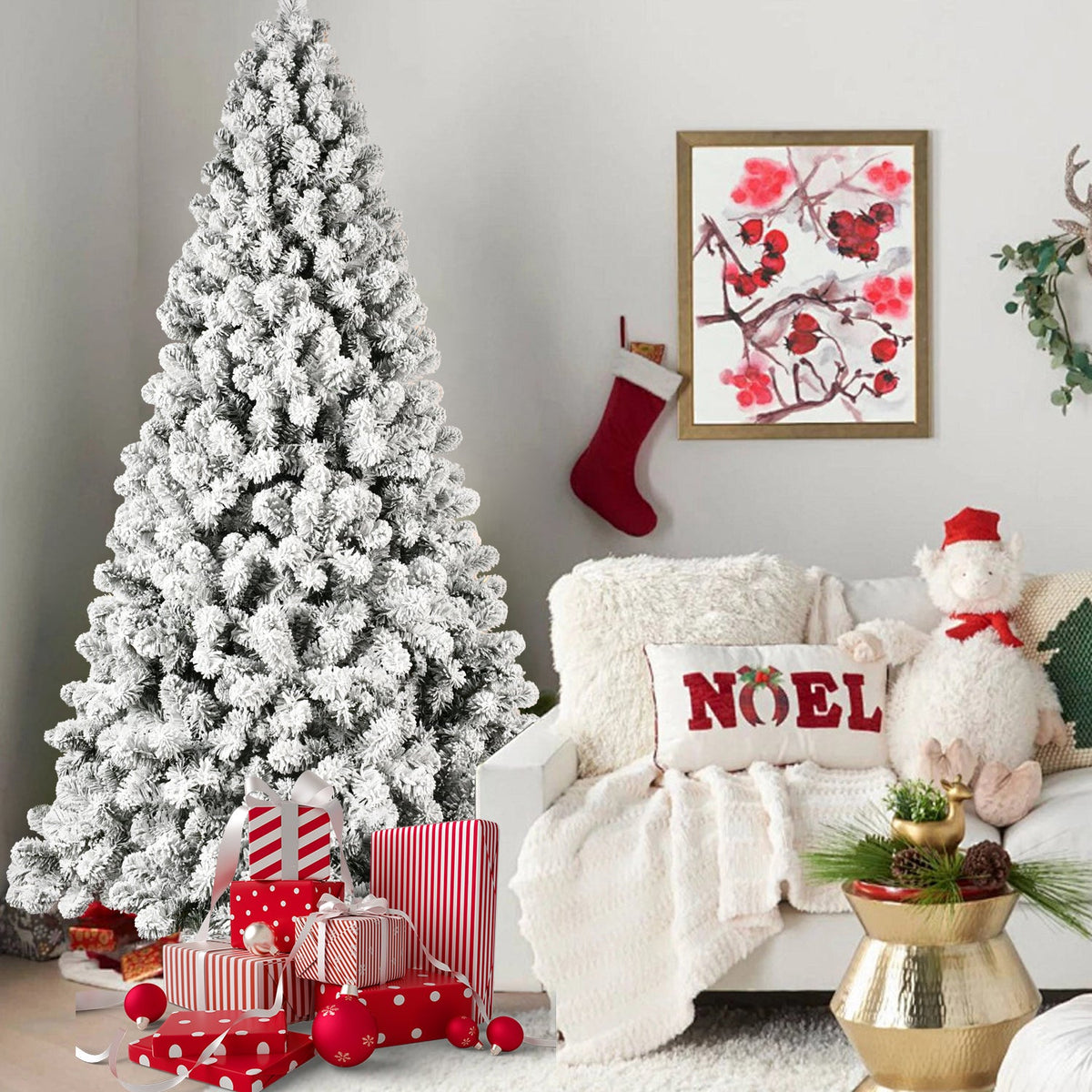 Pre-Lit PVC Flocked Christmas Tree - Sonkuki