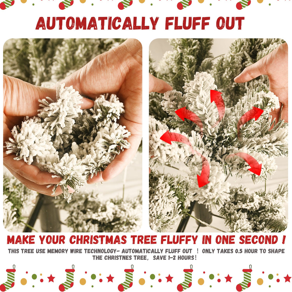 Pre-Lit PVC Flocked Christmas Tree - Sonkuki