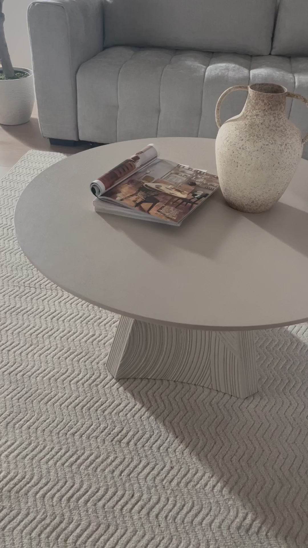 Round White Oak Coffee Table - product video