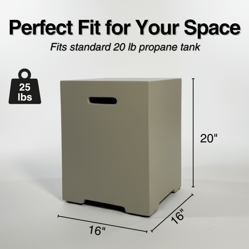 Propane Tank Cover 16 Inch, 20 LB Outdoor Tank Storage Hideaway Table for Gas Fire Pits, Concrete Tank Holder, Cement grey, light grey - Sonkuki
