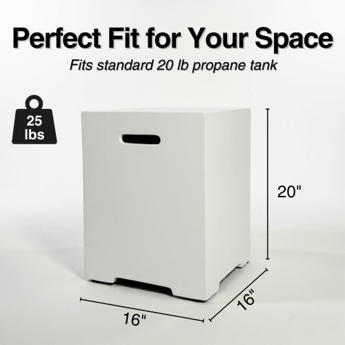 Propane Tank Cover 16 Inch, 20 LB Outdoor Tank Storage Hideaway Table for Gas Fire Pits, Concrete Tank Holder, Cement grey, light grey - Sonkuki