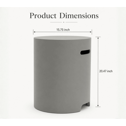 Propane Tank Cover Table, 16" Lightweight Concrete Propane Tank Hideaway for 20 lb Propane Tank, Outdoor Side Table with Handles for Gas Fire Pit, BBQ Grill & Griddle, Stone Look - Sonkuki