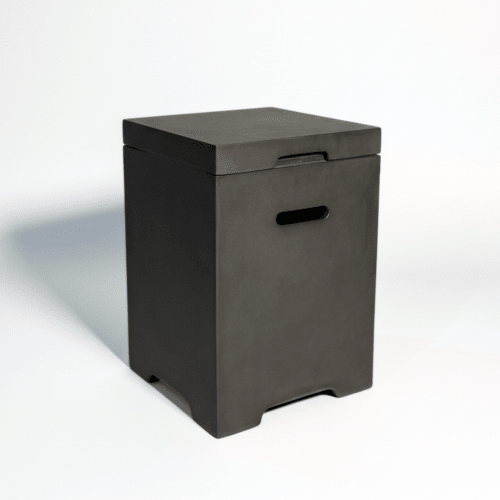 Propane Tank Cover Table, Outdoor Cylinder Hideaway Table for Gas Fire Pit and Gas Griddle, Outdoor Side Table for Fire Pit, Light Concrete, Dark Grey - Sonkuki