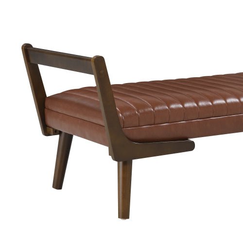 PU Leather Bedroom Bench with Solid Wood Legs - Sonkuki