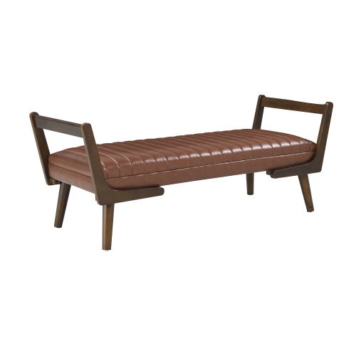 PU Leather Bedroom Bench with Solid Wood Legs - Sonkuki