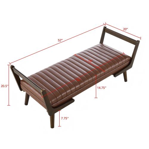 PU Leather Bedroom Bench with Solid Wood Legs - Sonkuki