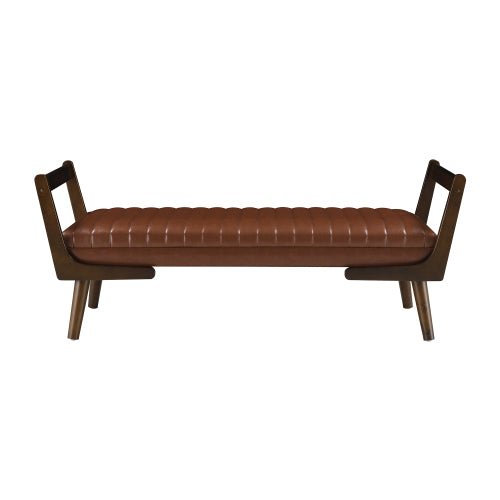 PU Leather Bedroom Bench with Solid Wood Legs - Sonkuki