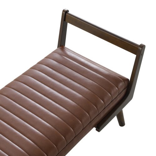 PU Leather Bedroom Bench with Solid Wood Legs - Sonkuki