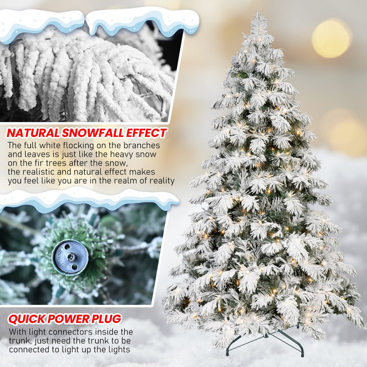 PVC Flocked Tree with Memory Wire & Power Pole - Sonkuki