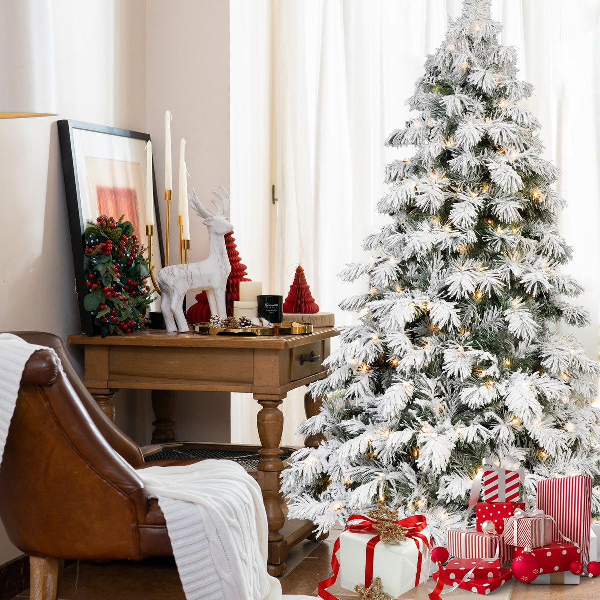 PVC Flocked Tree with Memory Wire & Power Pole - Sonkuki
