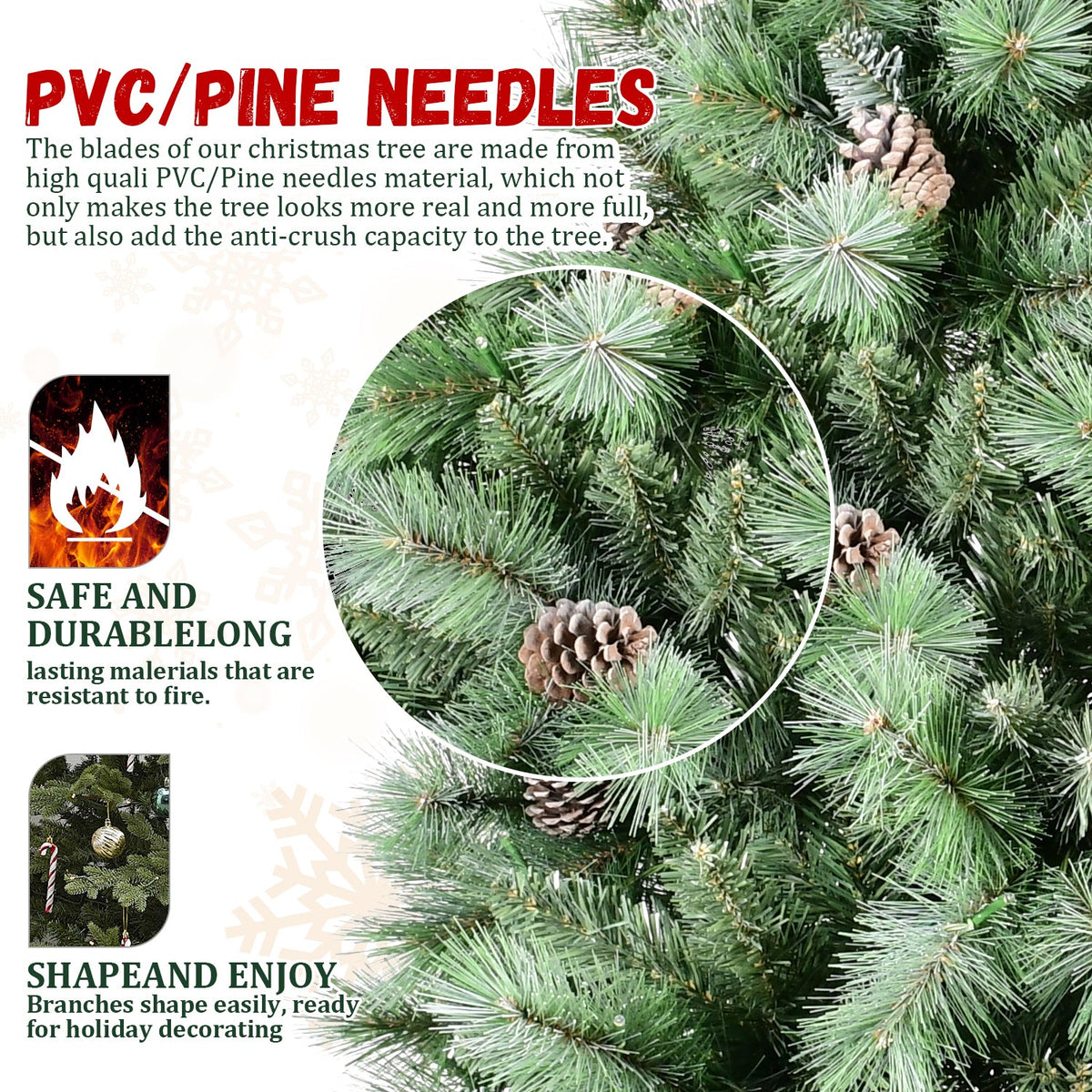 PVC/Hard Needle Mixed Tree with Pine Cones - Sonkuki