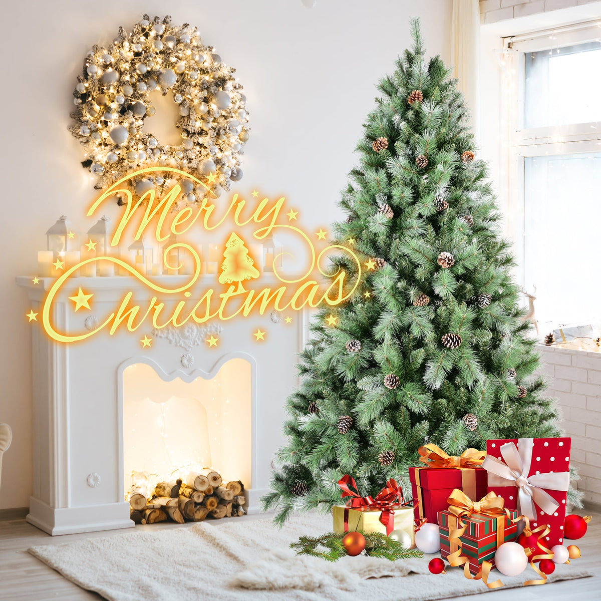 PVC/Hard Needle Mixed Tree with Pine Cones - Sonkuki