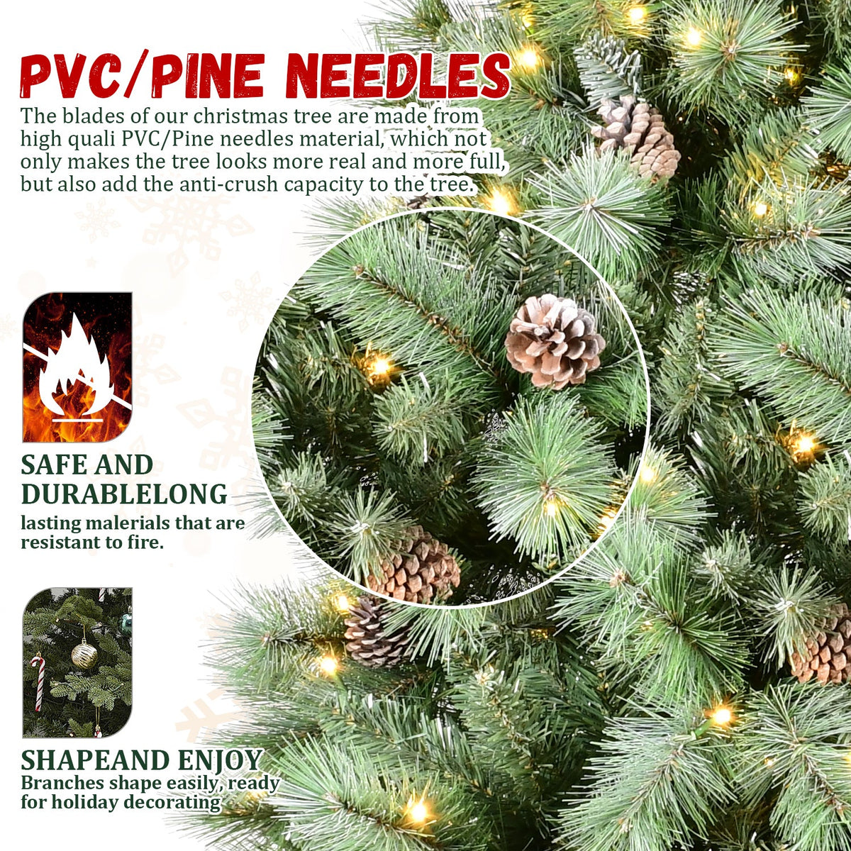 PVC/Hard Needle Mixed Tree with Pine Cones - Sonkuki