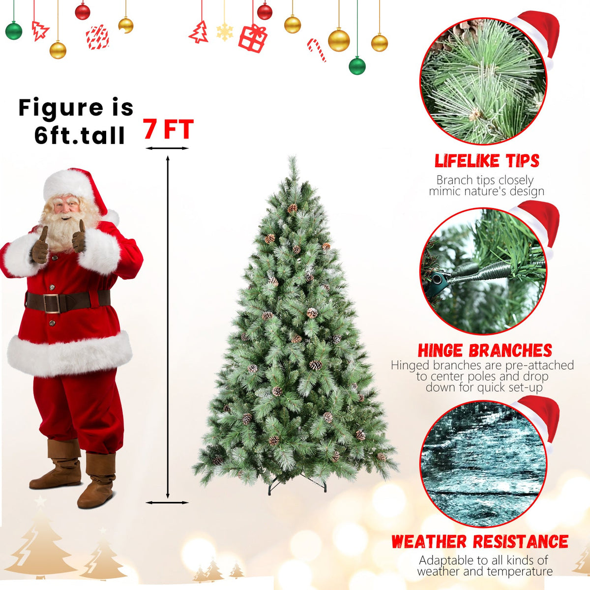 PVC/Hard Needle Mixed Tree with Pine Cones - Sonkuki