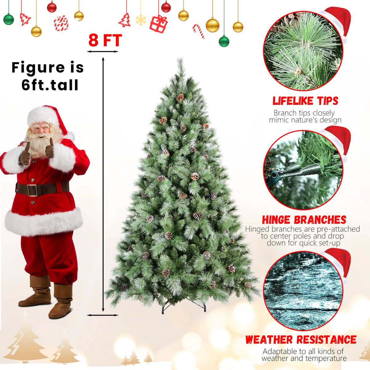 PVC/Hard Needle Mixed Tree with Pine Cones - Sonkuki