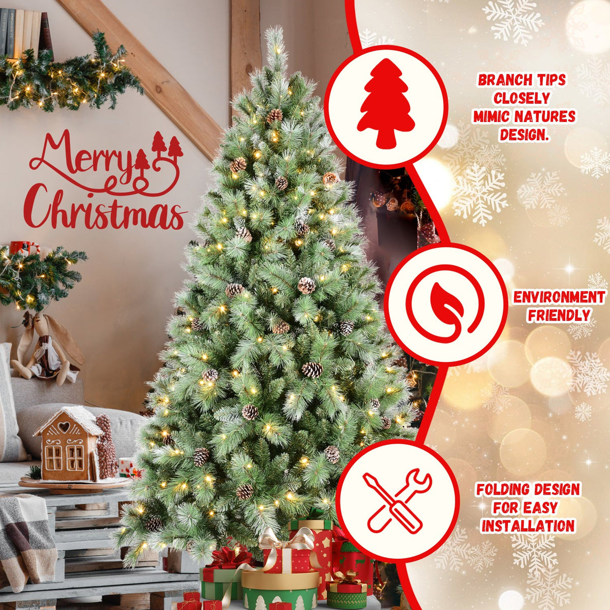 PVC/Hard Needle Mixed Tree with Pine Cones - Sonkuki