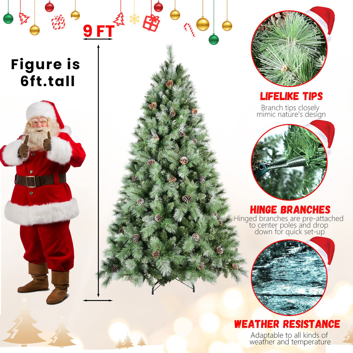 PVC/Hard Needle Mixed Tree with Pine Cones - Sonkuki