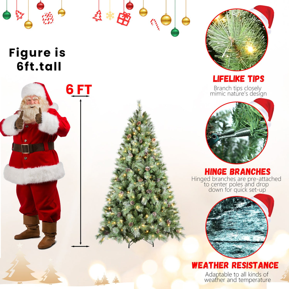 PVC/Hard Needle Mixed Tree with Pine Cones - Sonkuki