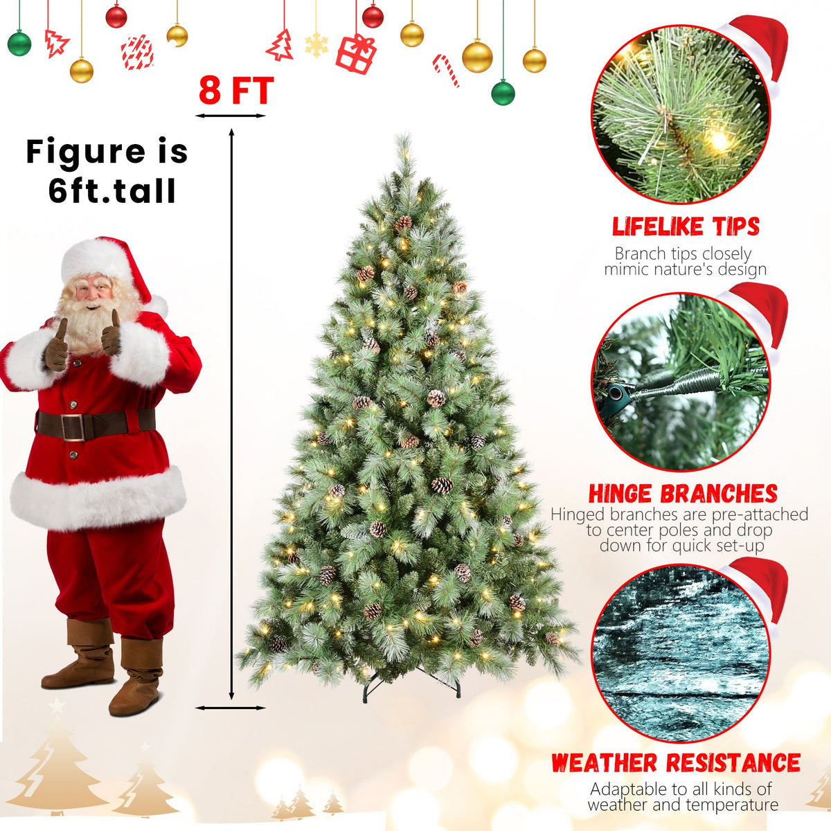 PVC/Hard Needle Mixed Tree with Pine Cones - Sonkuki