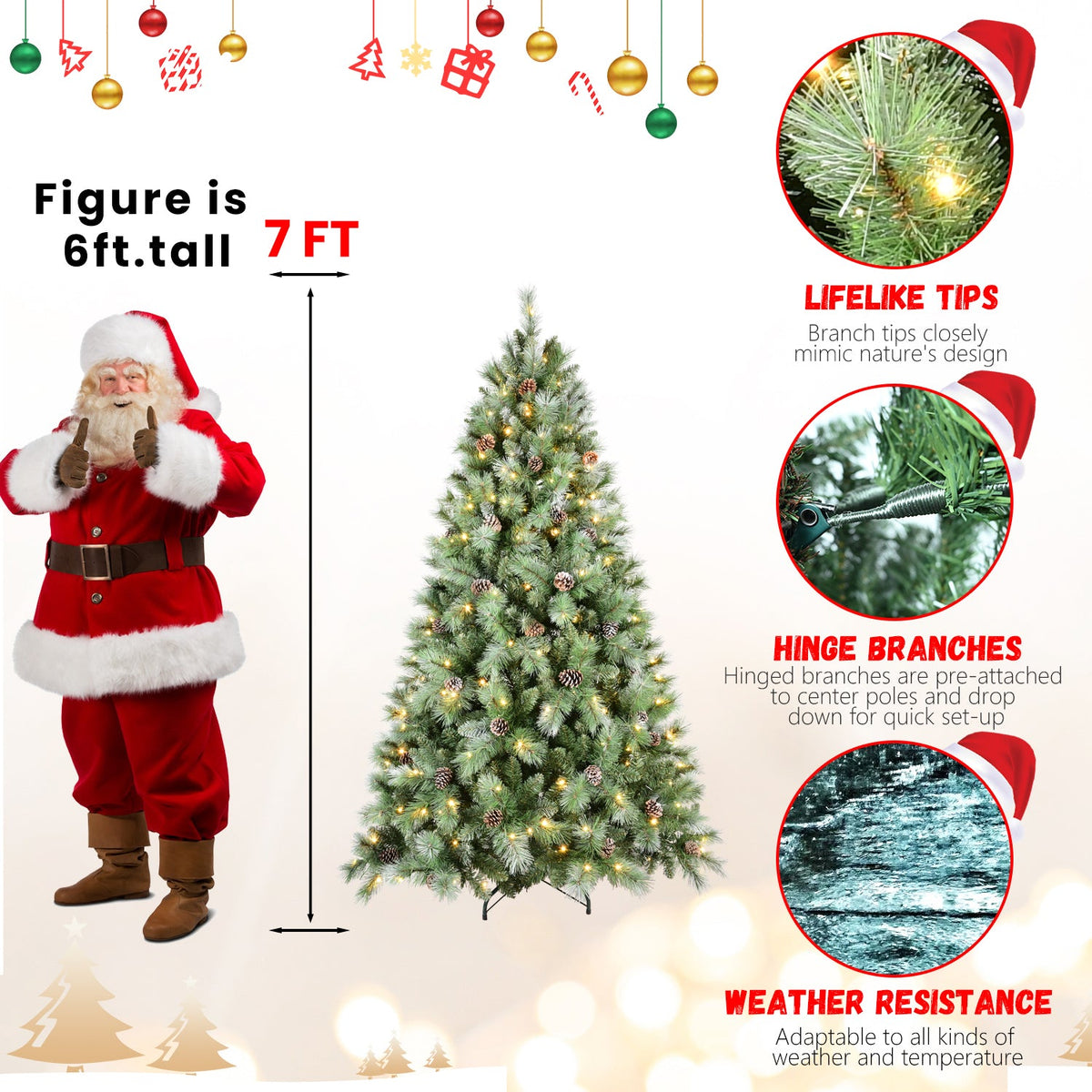 PVC/Hard Needle Mixed Tree with Pine Cones - Sonkuki