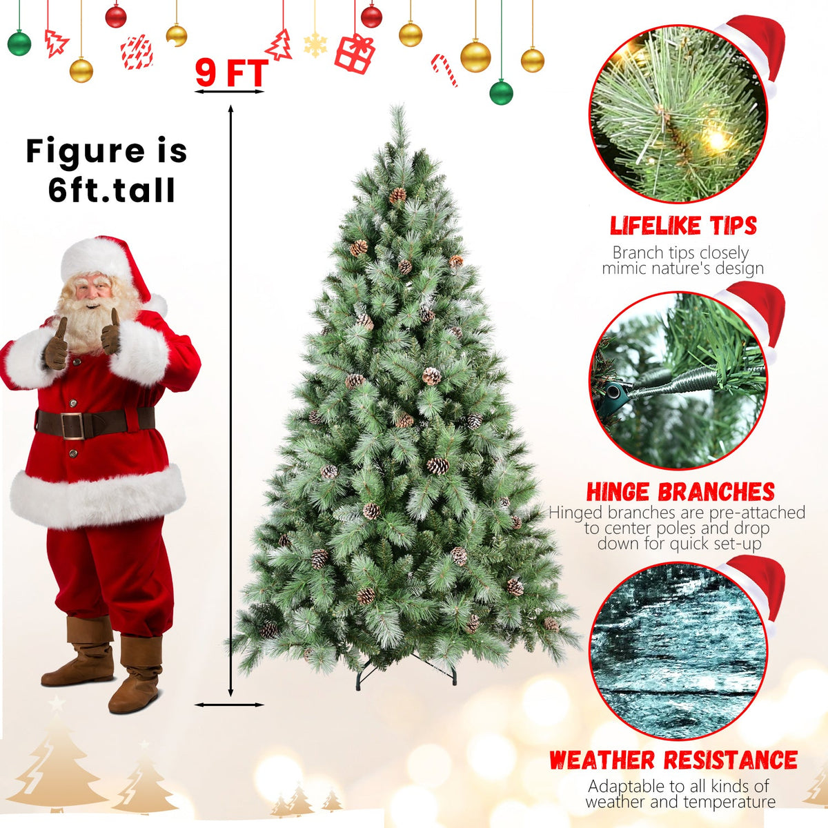 PVC/Hard Needle Mixed Tree with Pine Cones - Sonkuki